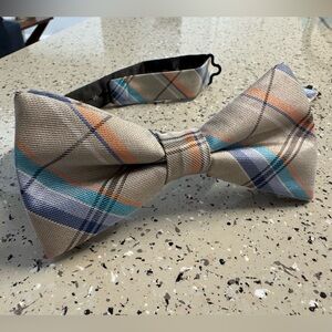 Croft & Barrow Tan, Blue, and Orange Plaid Bow Tie